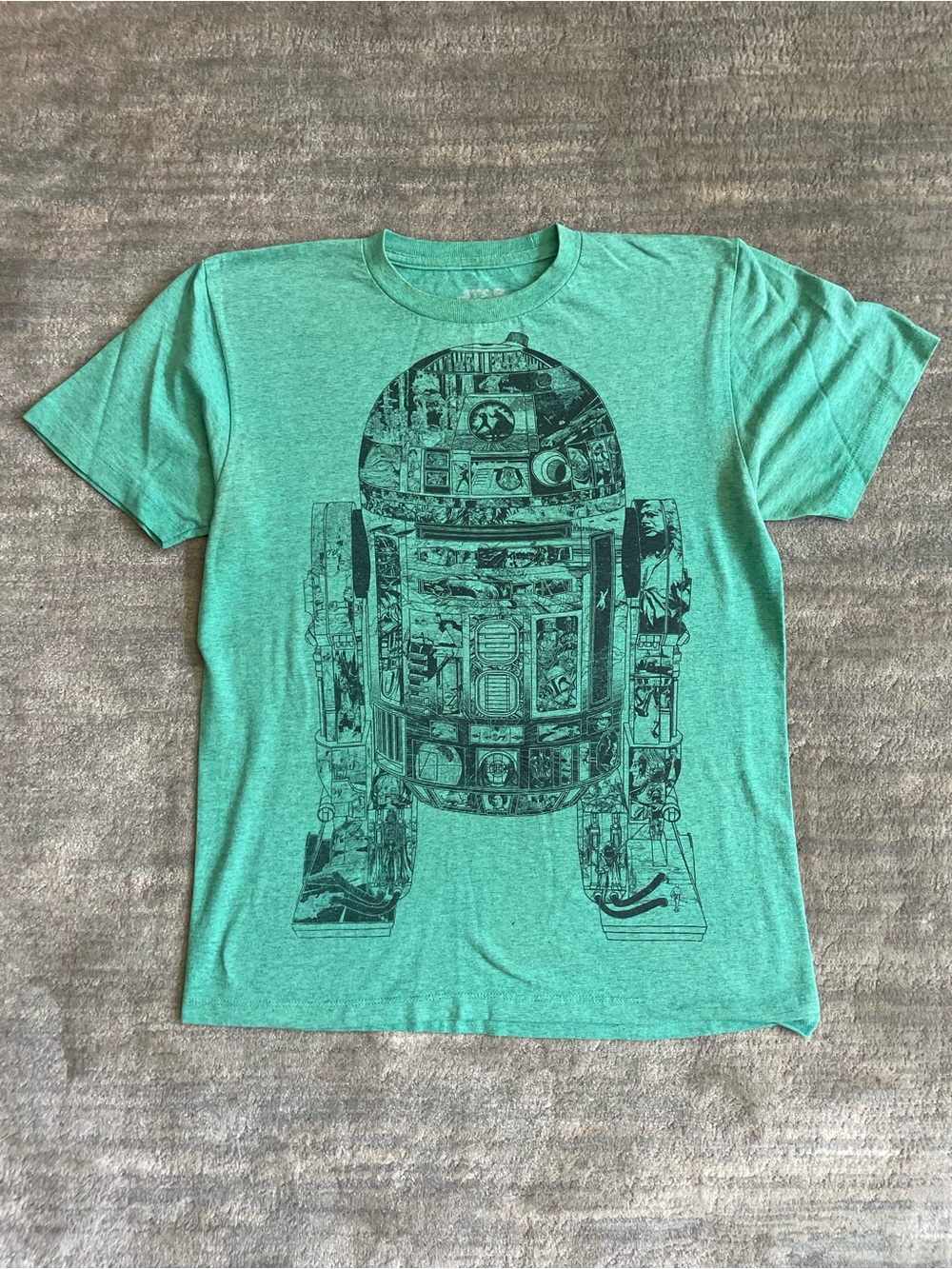 Star Wars R2-D2 Comic Collage Scene Graphic Tee Green M